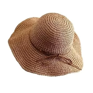RVROVIC Hüte & Mützen RVROVIC Women's Floppy Straw Sun Hat Foldable Summer Beach Hat Packable Roll Up Wide Brim Crochet Bucket Hat