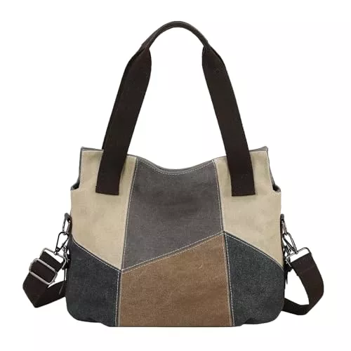 SIVENKE Taschen & Rucksäcke SIVENKE Damen Canvas Handtasche Casual Schultertasche Umhängetaschen Retro Canvas Hobo Tasche Shopper Bag