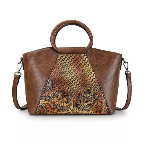 LETEULO Taschen & Rucksäcke LETEULO Damen Handtasche Leder Henkeltasche Top Griff Tasche Vintage Umhängetasche Große Schultertasche Henkeltasche für Frauen eisen Schule Shopping