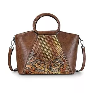 LETEULO Taschen & Rucksäcke LETEULO Damen Handtasche Leder Henkeltasche Top Griff Tasche Vintage Umhängetasche Große Schultertasche Henkeltasche für Frauen eisen Schule Shopping