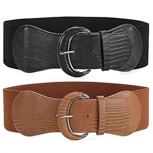 JasGood Gürtel JasGood 2 Stück Damen Breiter Elastischer Taillengürtel Vintage Gürtel Hüftgürtel für Frauen Kleider