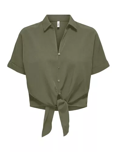 ONLY Hemdblusen ONLY Damen Bluse mit Knopfleiste und Knotendetail am Saum