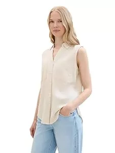 TOM TAILOR Hemdblusen TOM TAILOR Damen Basic ärmellose Bluse mit Brusttaschen
