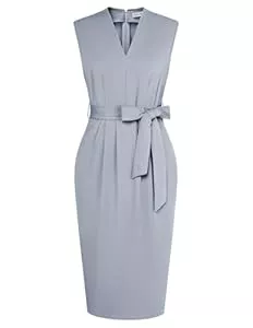 GRACE KARIN Cocktail GRACE KARIN Damen Cocktailkleider Bodycon Kleid Vintage Midikleid Formelle Business-Kleider mit Taschen V-Ausschnitt Ärmelloses für Sommer