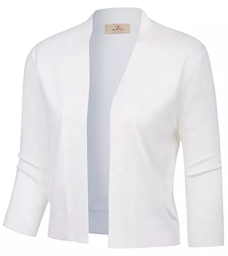 GRACE KARIN Strickjacken GRACE KARIN Bolero Damen Festlich Sommer 3/4 Ärmel Cropped Strickjacke Damen für Kleid Elegant Party Bolero