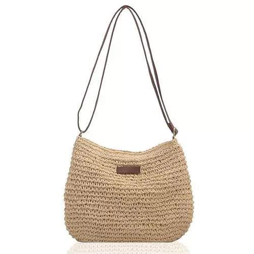 TAFACE Taschen & Rucksäcke TAFACE 1 Stück Damen-Umhängetasche aus Stroh, Sommer-Strandtasche, modische Umhängetasche mit Reißverschluss und verstellbarem Riemen, Geeignet für Strandreisen, Urlaub, Dating (Beige)