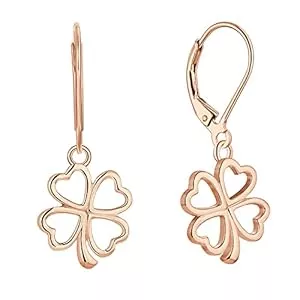 JO WISDOM Schmuck JO WISDOM Damen Ohrringe 4 Blatt-Klee Ohrhänger Silber 925,Hängende Herz Schmuck,Schmuck für Frauen