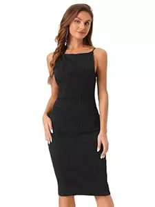 Allegra K Freizeit Allegra K Damen Midi Kleid mit U-Boot-Ausschnitt für lässige, ärmellose -Tankkleider