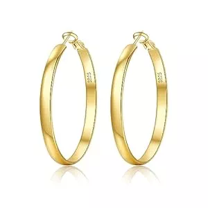 EXGOX Schmuck EXGOX Creolen Silber 925 für Damen 5mm Breite Groß Hypoallergene 14K Vergoldete Ohrringe Gold 30/40/50/60/70mm