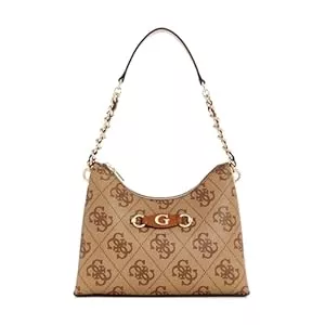 GUESS Taschen & Rucksäcke GUESS Izzy Top Zip Shoulder Bag Latte Logo