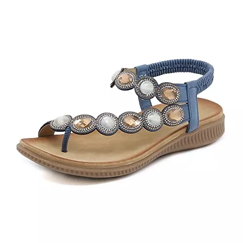 ZOEASHLEY Sandalen & Slides ZOEASHLEY Sandalen Damen Strass Flache Sandaletten Sommer Offene Zehe Zehentrenner Bohemian Flip Flops