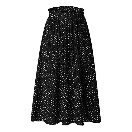 WSLCN Röcke WSLCN Damen Sommer Midi Rock Vintage Elegant Faltenrock Plissee Skirt Strandrock