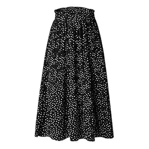 WSLCN Röcke WSLCN Damen Sommer Midi Rock Vintage Elegant Faltenrock Plissee Skirt Strandrock