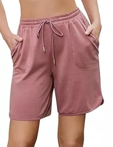 Aottori Shorts Aottori Shorts Damen Sommer Kurze Hose Sporthose Bermuda Jogginghose Baumwolle Locker Sportshorts Schlafshorts Sweatshorts Laufshorts mit Taschen und Kordelzug für Gym Yoga Running