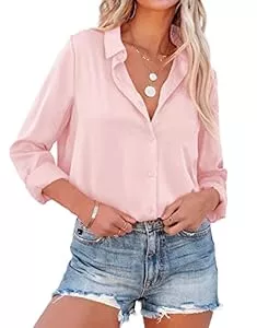 NONSAR Hemdblusen NONSAR Bluse Damen Elegant Lange Ärmel Hemdbluse mit Stehkragen Büroblusen Lässige Oberteile