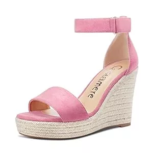 Castamere Sandalen & Slides Castamere Damen Hoher High Absatz Heel Keilabsatz Plateau Plattform Peep Open Zehenkappe Knöchelriemen Sandalen Hochzeit Party Dress 10 CM Heels