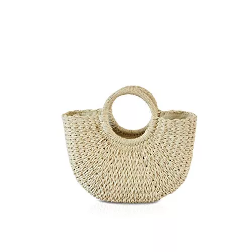 NICOLE & DORIS Taschen & Rucksäcke NICOLE&DORIS Neue Frauen Handtasche Stroh Tasche Griff Tasche Sommer Strandtasche Rattan Woven Handtasche für die Dame