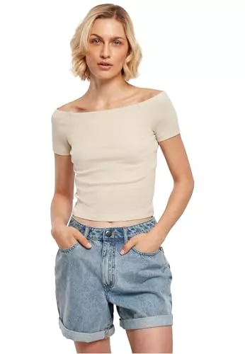 Urban Classics Tops Urban Classics Damen T-Shirt Off Shoulder Rip Tee, Schulterfreies Oberteil, Größen XS - XL