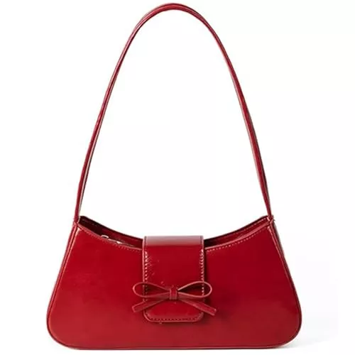 Amszke Taschen & Rucksäcke Shoulder Bag for Women, Hobo Handbags Trendy Y2K Purses Patent Leather Clutch Bag Cute Bow Purse