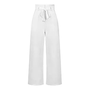 Kuukaas Hosen Kuukaas High Waist Hose Damen Elegant Weites Bein Hose Damen Elastischer Taille für Business Casual