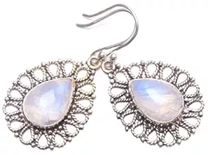 StarGems Schmuck StarGems 925er Sterling Silber Moonstone Einzigartig Handgefertigt Ohrringe 3,81cm Numerous Colors Y1445
