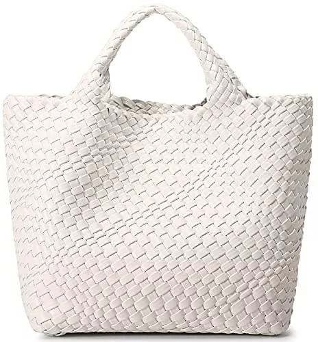 JQTOP Taschen & Rucksäcke JQTOP Gewebte Tasche für Damen, veganes Leder, Tragetasche, groß, Sommer, Strand, Reisen, Handtasche und Geldbörse, Retro, handgefertigte Umhängetasche