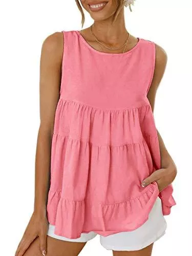 ADREAMLY Ärmellose Blusen ADREAMLY Damen Tank Top Sommer Ärmellose T Shirt Bluse Oberteile Tunika Casual Lose Shirt Top