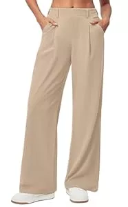 Timuspo Hosen Timuspo Palazzo Hose Damen Business Waffelstrick Stoffhose Elegant Lässig Locker High Waist mit Gummizug Weitem Beinschnitt Freizeithose