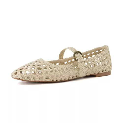 CUSHIONAIRE Flache Schuhe CUSHIONAIRE Women's Weston Woven Mary Jane Flat +Memory Foam, Wide Widths Available