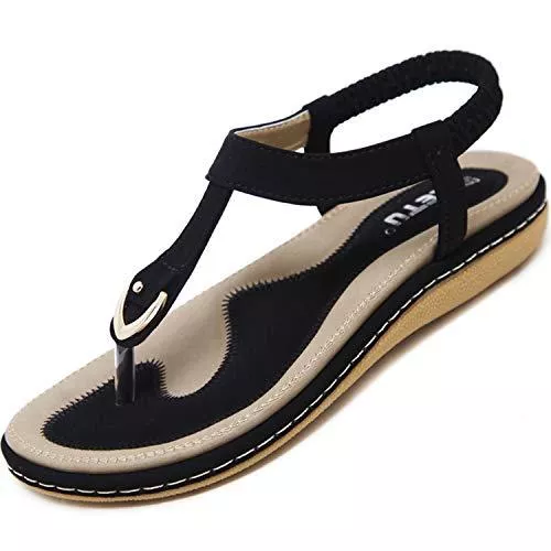 Acfoda Sandalen & Slides Acfoda Flache Sandalen Damen Sommer Freizeit Zehentrenner mit Weiche Fußbett, Gr.35-45