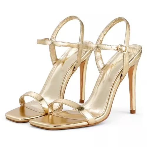 GENSHUO Sandalen & Slides GENSHUO Damen-Sandalen mit eckiger Zehenpartie und Riemchen-Stilettoabsatz, 10 cm, offene Zehenpartie, Sandalen mit Knöchelriemen