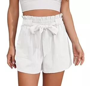 Anelune Shorts Anelune Kurze Hose Damen Freizeit Shorts Damen Elastischer Bund mit Gürtel Breites Bein Casual Damen-Shorts
