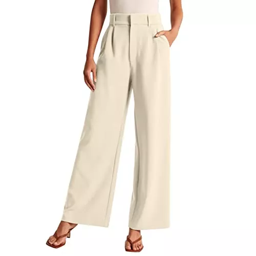 Generisch Hosen Weites Bein Hose Elegantes Hose Damen Frauen Stoffhose Für Frauen Arbeit Business Lockere Casual Hoch taillierte Anzughose Fließende Hose Büro Chino Hose Damen