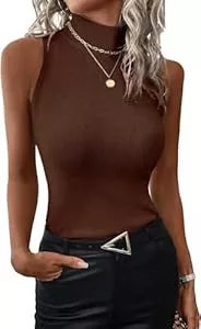 ELFIN Tops ELFIN Damen Rolli Top Elegant Rollishirt Rollkragen Ärmellos Basic Stretch Weste Slim Fit Gerippt Tank Tops Pullover Einfarbig