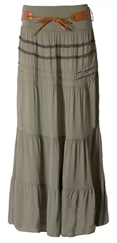 FASHION YOU WANT Röcke FASHION YOU WANT Damen Sommer Rock Größe 34/36 bis Größe 50/52 verfügbar Langer Maxirock Strandrock Sommerock lang Gürtel Amber Boho Retro Maxirock