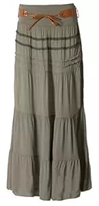 FASHION YOU WANT Röcke FASHION YOU WANT Damen Sommer Rock Größe 34/36 bis Größe 50/52 verfügbar Langer Maxirock Strandrock Sommerock lang Gürtel Amber Boho Retro Maxirock