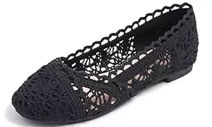 Feversole Sandalen & Slides Feversole Ballerinas für Damen, Flacher Absatz, Spitzenstoff