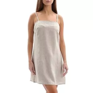 Amazhiyu Freizeit Amazhiyu Leinenkleider Damen Sommer Kleider Leinen Damenkleider Kurz Sommerkleid Minikleid Strandkleid Ärmellos Freizeit Spaghettiträger Trägerkleid
