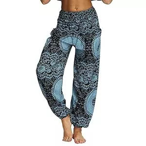 Nuofengkudu Hosen Nuofengkudu Damen Hippie Haremshosen mit Taschen Yogahosen