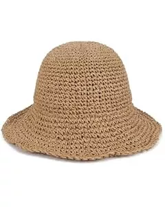 Voilipex Hüte & Mützen Strohhut für Damen, faltbar, verstaubar, breite Krempe, Sommer-Strandhut, gehäkelt, Fischerhut