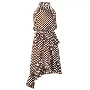 TSWRK Cocktail TSWRK Damen Sommerkleid Punktes Kleid Ärmellos Partykleid Wickelkleider mit Gürtel