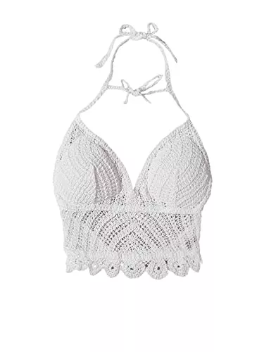 GORGLITTER Tops GORGLITTER Bikini Cover Up Top Damen Cover Up Strand Oberteil Gestricktes Gehäkeltes Crop Top Strandponcho Sommer Neckholder Tankini Oberteil