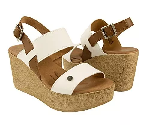 Zerimar Sandalen & Slides Zerimar Pantoletten Damen Keilabsatz | Sandalen Damen | Sandaletten Keilabsatz Leder Sommer | Schuhe Leder Keilabsatz | Flip Flops Keilabsatz Damen Leder