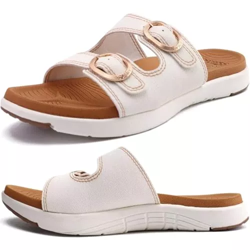 COFACE Sandalen & Slides COFACE Sandalen Damen Orthopädische Comfortfüße Plantarfasziitis Arch Support Orthotic Slides Sandalen Sommer badelatschen Leicht Outdoorsandale Verstellbare Riemen Yoga fussbett,Größe 35-42