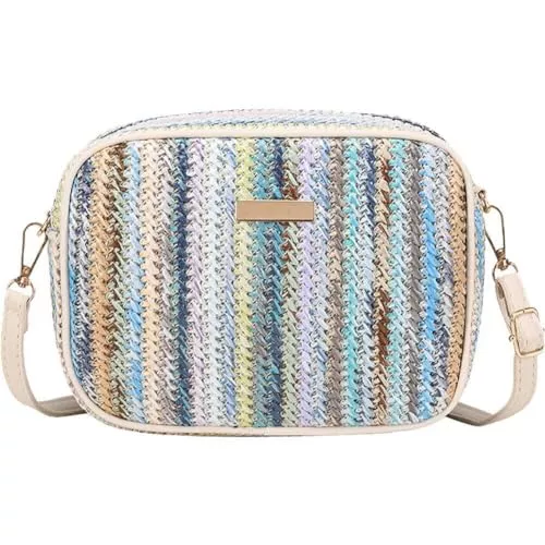 Ymxygz Taschen & Rucksäcke Ymxygz Strohtasche Für Damen, Handgefertigt, umhängetasche Reißverschluss, Mehrfarbige, Aus Stroh Gewebte Für Sommer-strandreisen