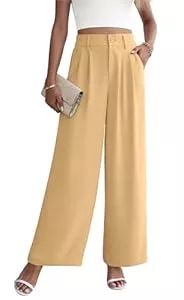 Yommay Hosen Yommay Damen Hose Elegante Lässig Baggy Sommerhose Leicht Bequem Business Hosen Anzughose mit Taschen