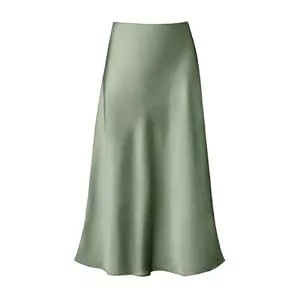 Generisch Röcke Satin Rock Damen Midi Rock Langer Rock Business Outfit Business Elegant Satin Maxirock Midirock Satinrock Satin Kleid Maxi Skirt