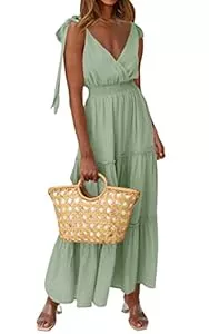 PRETTYGARDEN Freizeit PRETTYGARDEN Damen Tie Straps Summer Maxi Dress 2025 modern/enganliegend