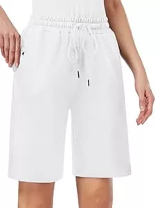 MOVE BEYOND Shorts MOVE BEYOND Damen Bermuda Shorts Kurze Hose Sommer Baumwolle Sporthose Jogginghose Knielang Sweatshorts mit 3 Taschen