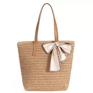 boshiho Taschen & Rucksäcke boshiho Stroh Strandtasche Groß Damen - Korbtasche Geflochten mit reißverschluss, 2025 Boho Basttasche Shopper für Reisen&Urlaub
